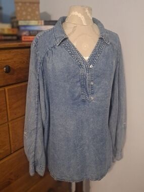 Chambray Blue Long Sleeve Top